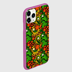 Чехол iPhone 11 Pro матовый Русское народное искусство - хохлома, цвет: 3D-фиолетовый — фото 2
