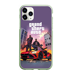 Чехол iPhone 11 Pro матовый Grand Theft Auto - game, цвет: 3D-салатовый