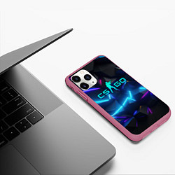 Чехол iPhone 11 Pro матовый CS GO neon style, цвет: 3D-малиновый — фото 2