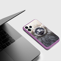 Чехол iPhone 11 Pro матовый Брутальный бегемот, цвет: 3D-фиолетовый — фото 2