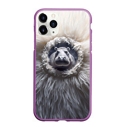 Чехол iPhone 11 Pro матовый Брутальный бегемот, цвет: 3D-фиолетовый