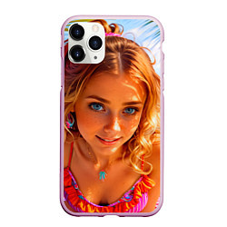 Чехол iPhone 11 Pro матовый Девушка на курорте у бассейна, цвет: 3D-розовый