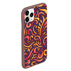 Чехол iPhone 11 Pro матовый Абстрактный цветочный узор, цвет: 3D-коричневый — фото 2