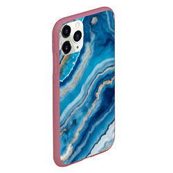 Чехол iPhone 11 Pro матовый Текстура голубого океанического агата, цвет: 3D-малиновый — фото 2