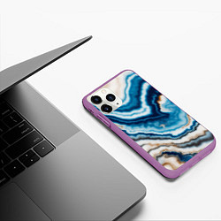 Чехол iPhone 11 Pro матовый Разноцветная текстура океанического агата, цвет: 3D-фиолетовый — фото 2