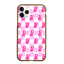 Чехол iPhone 11 Pro матовый Розовая шашка и Барби, цвет: 3D-коричневый