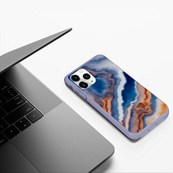 Чехол iPhone 11 Pro матовый Волнистая разноцветная яшма, цвет: 3D-светло-сиреневый — фото 2