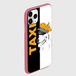 Чехол iPhone 11 Pro матовый Собака в кепке таксиста, цвет: 3D-малиновый — фото 2