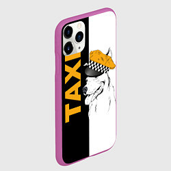 Чехол iPhone 11 Pro матовый Собака в кепке таксиста, цвет: 3D-фиолетовый — фото 2