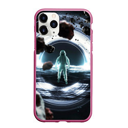 Чехол iPhone 11 Pro матовый Black hole astronaut