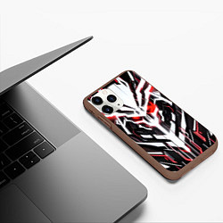 Чехол iPhone 11 Pro матовый Киберпанк скелет красный, цвет: 3D-коричневый — фото 2