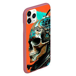 Чехол iPhone 11 Pro матовый Art skull - irezumi - Japan, цвет: 3D-малиновый — фото 2