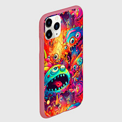 Чехол iPhone 11 Pro матовый Кислотные чудики, цвет: 3D-малиновый — фото 2