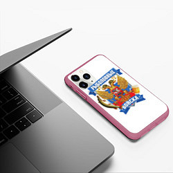 Чехол iPhone 11 Pro матовый Рыболовные войска - патриот, цвет: 3D-малиновый — фото 2