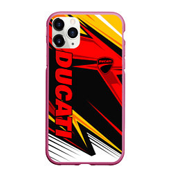 Чехол iPhone 11 Pro матовый Ducati - red uniform, цвет: 3D-малиновый