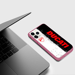 Чехол iPhone 11 Pro матовый Ducati - двоичный, цвет: 3D-малиновый — фото 2