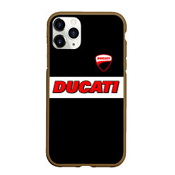 Чехол iPhone 11 Pro матовый Ducati motors - черный, цвет: 3D-коричневый