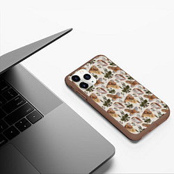 Чехол iPhone 11 Pro матовый Совы и подорожник, цвет: 3D-коричневый — фото 2