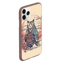 Чехол iPhone 11 Pro матовый Кот-самурай, цвет: 3D-коричневый — фото 2