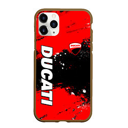 Чехол iPhone 11 Pro матовый Ducati - красная униформа с красками, цвет: 3D-коричневый