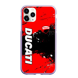 Чехол iPhone 11 Pro матовый Ducati - красная униформа с красками, цвет: 3D-светло-сиреневый