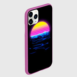 Чехол iPhone 11 Pro матовый Неоновый закат - гранж, цвет: 3D-фиолетовый — фото 2