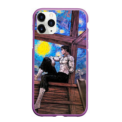 Чехол iPhone 11 Pro матовый Берсерк и небо Ван Гога, цвет: 3D-фиолетовый