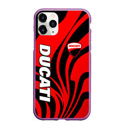 Чехол iPhone 11 Pro матовый Ducati - red stripes