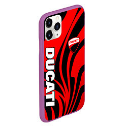 Чехол iPhone 11 Pro матовый Ducati - red stripes, цвет: 3D-фиолетовый — фото 2