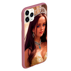 Чехол iPhone 11 Pro матовый Девушка принцесса в алмазных украшениях, цвет: 3D-малиновый — фото 2