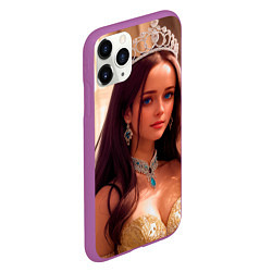 Чехол iPhone 11 Pro матовый Девушка принцесса в алмазных украшениях, цвет: 3D-фиолетовый — фото 2