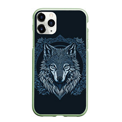 Чехол iPhone 11 Pro матовый Волк, векторный орнаментализм