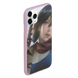 Чехол iPhone 11 Pro матовый Атака Титанов Mikasa Ackerman, цвет: 3D-розовый — фото 2