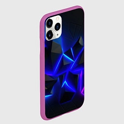 Чехол iPhone 11 Pro матовый Разлом плит из неона, цвет: 3D-фиолетовый — фото 2