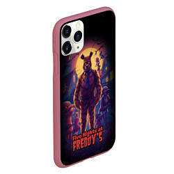 Чехол iPhone 11 Pro матовый Five Nights at Freddys horror, цвет: 3D-малиновый — фото 2