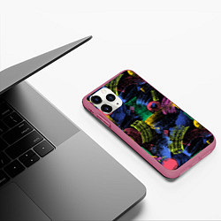 Чехол iPhone 11 Pro матовый Яркие абстрактые формы с текстурой, цвет: 3D-малиновый — фото 2