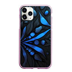 Чехол iPhone 11 Pro матовый Black blue elements, цвет: 3D-розовый