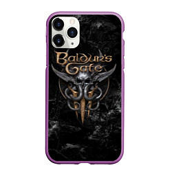 Чехол iPhone 11 Pro матовый Baldurs Gate 3 dark logo, цвет: 3D-фиолетовый