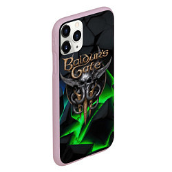 Чехол iPhone 11 Pro матовый Baldurs Gate 3 black blue neon, цвет: 3D-розовый — фото 2