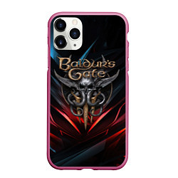 Чехол iPhone 11 Pro матовый Baldurs Gate 3 dark logo, цвет: 3D-малиновый