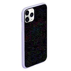 Чехол iPhone 11 Pro матовый Черный текстовой паттерн, цвет: 3D-светло-сиреневый — фото 2