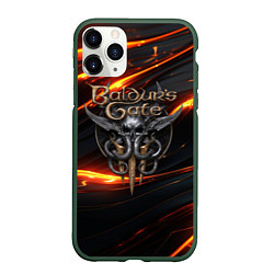 Чехол iPhone 11 Pro матовый Baldurs Gate 3 logo gold, цвет: 3D-темно-зеленый