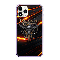 Чехол iPhone 11 Pro матовый Baldurs Gate 3 logo gold, цвет: 3D-светло-сиреневый