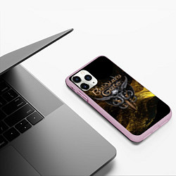 Чехол iPhone 11 Pro матовый Baldurs Gate 3 logo gold black, цвет: 3D-розовый — фото 2