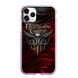 Чехол iPhone 11 Pro матовый Baldurs Gate 3 logo dark red black