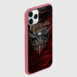 Чехол iPhone 11 Pro матовый Baldurs Gate 3 logo dark red black, цвет: 3D-малиновый — фото 2