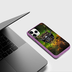 Чехол iPhone 11 Pro матовый Baldurs Gate 3 logo dark green fire, цвет: 3D-фиолетовый — фото 2