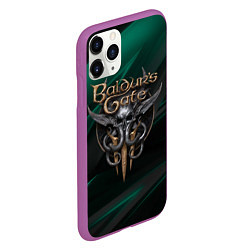 Чехол iPhone 11 Pro матовый Baldurs Gate 3 logo green geometry, цвет: 3D-фиолетовый — фото 2