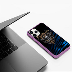 Чехол iPhone 11 Pro матовый Baldurs Gate 3 logo blue geometry, цвет: 3D-фиолетовый — фото 2