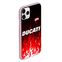Чехол iPhone 11 Pro матовый Ducati- красное пламя, цвет: 3D-розовый — фото 2